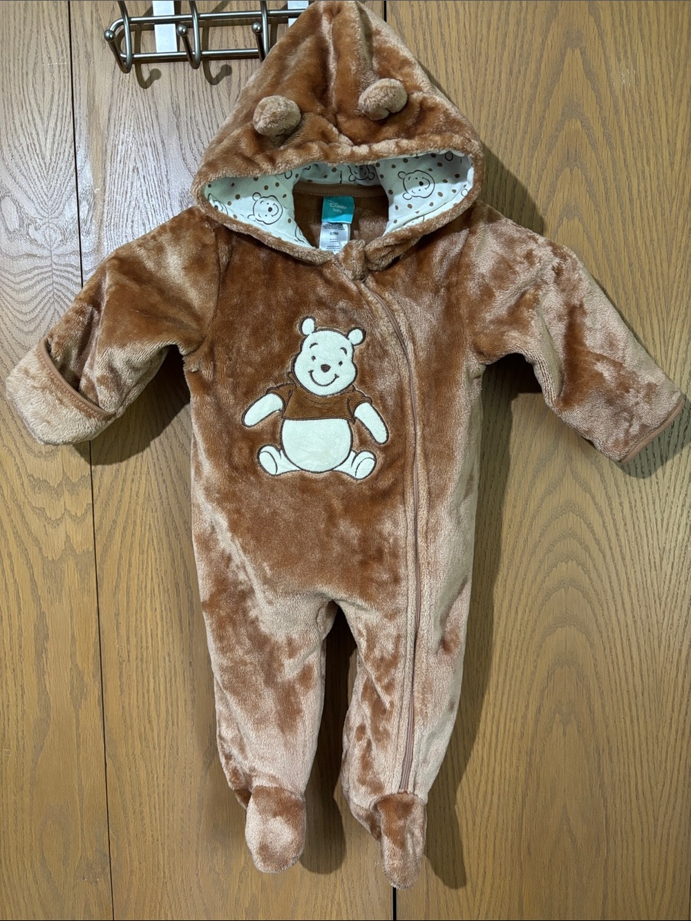 Disney Winnie the Pooh Plush Bear Hooded One-Piece for Kids 6-9 months Halloween